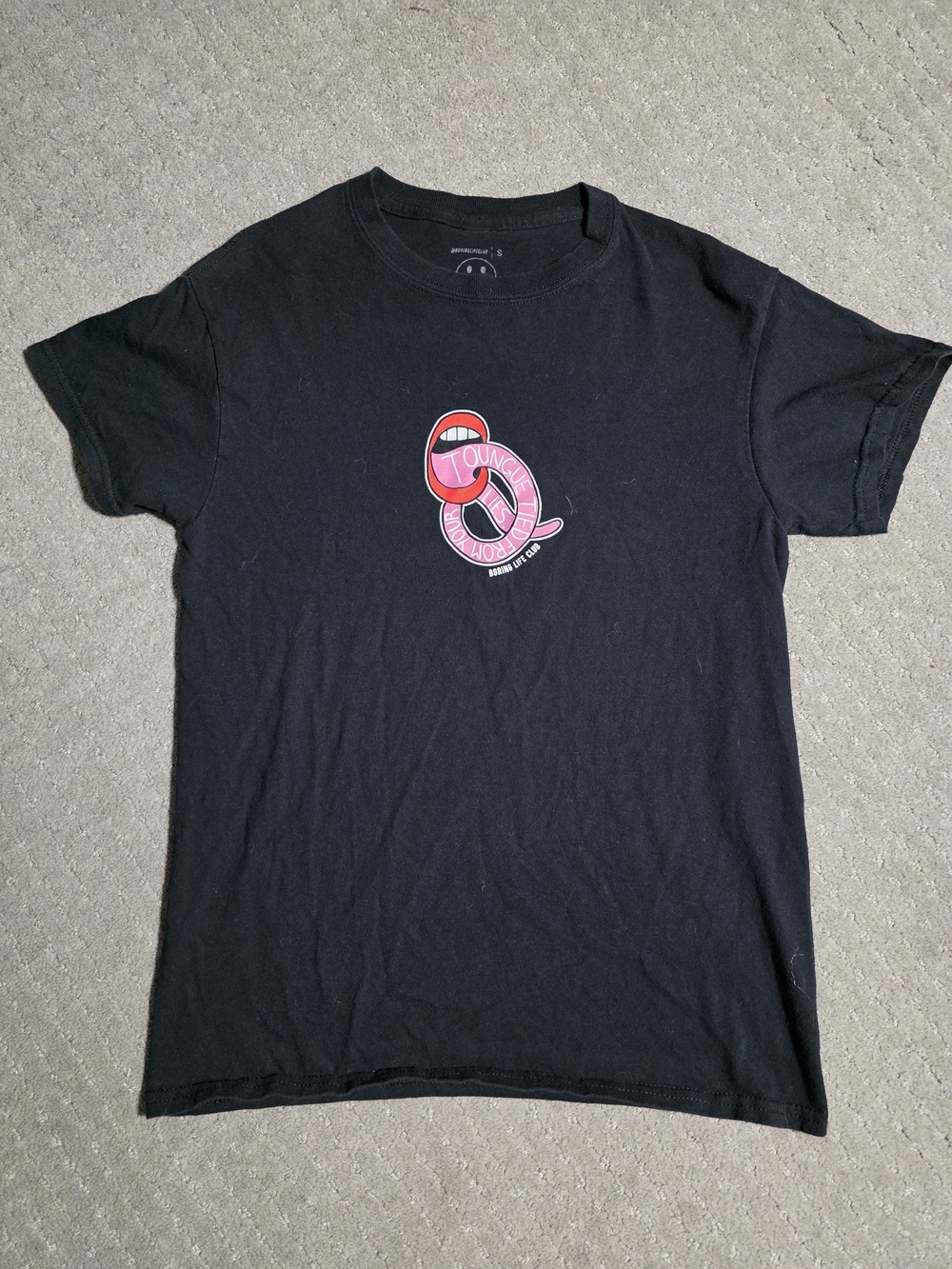 Black Graphic Short Sleeve Tee with Pink Logo